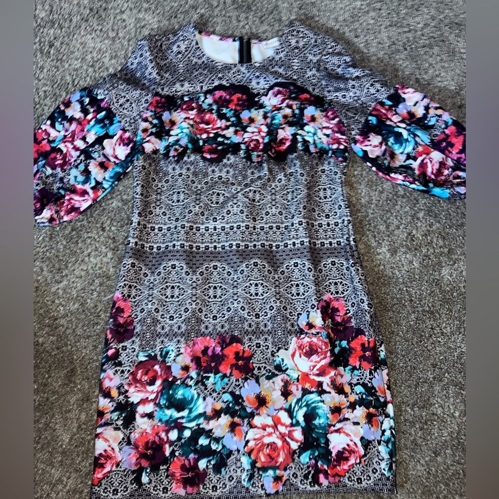 Wesleerose women floral print pencil dress sz 14